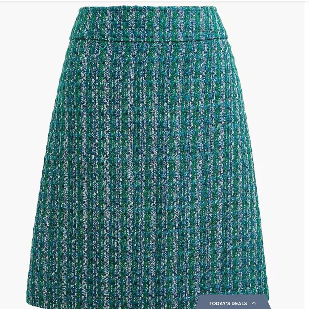 J. Crew Factory BT102 Tweed A-line Skirt For Women Green size 8 NWT